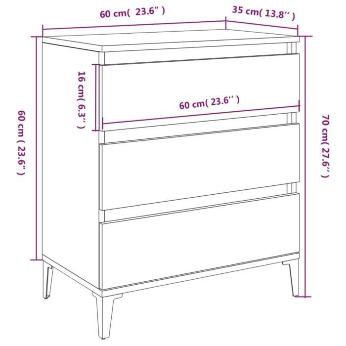 823051 vidaXL Buffet Sonoma Oak 60x35x70 Cm Engineered Wood