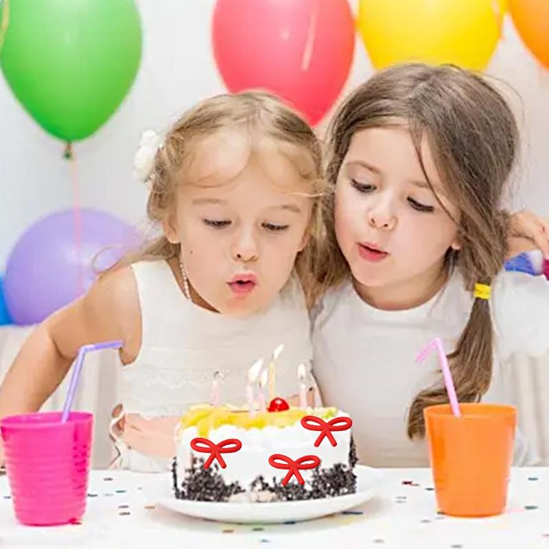 8pcs Soft Strips Colorful Party Plugin Ornament Dopamine Plastic Ornament Party Supplies Cake Topper Decorations Ins 4.5x3.5cm