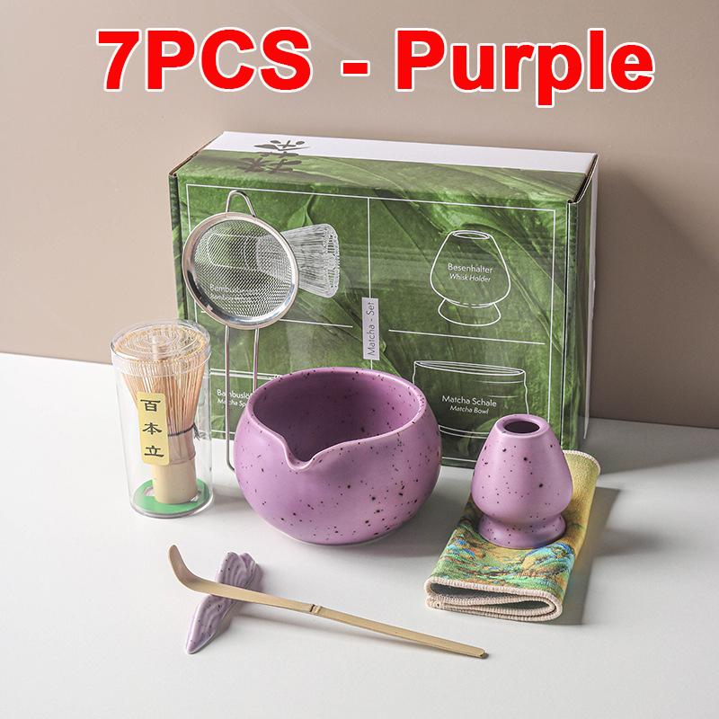 Set Cadou Matcha Tradițional 4/5/7/8 buc Tel Matcha Bambus Linguriță Bol Matcha Ceramic Suport Tel Seturi Ceai Japonez