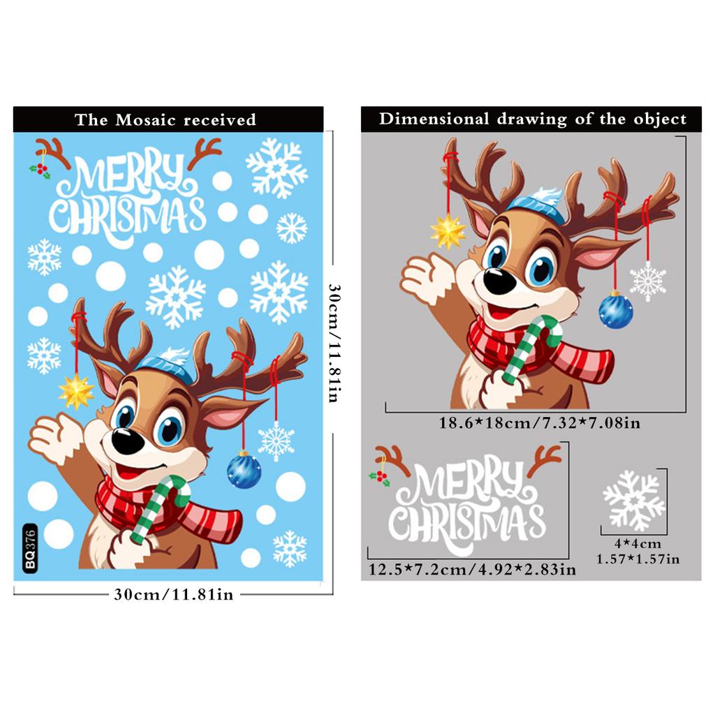 Christmas Window Stickers Santa Claus Reindeer Snowman and Elf Design Festive Merry Christmas Happy New Year Window Clings Gift