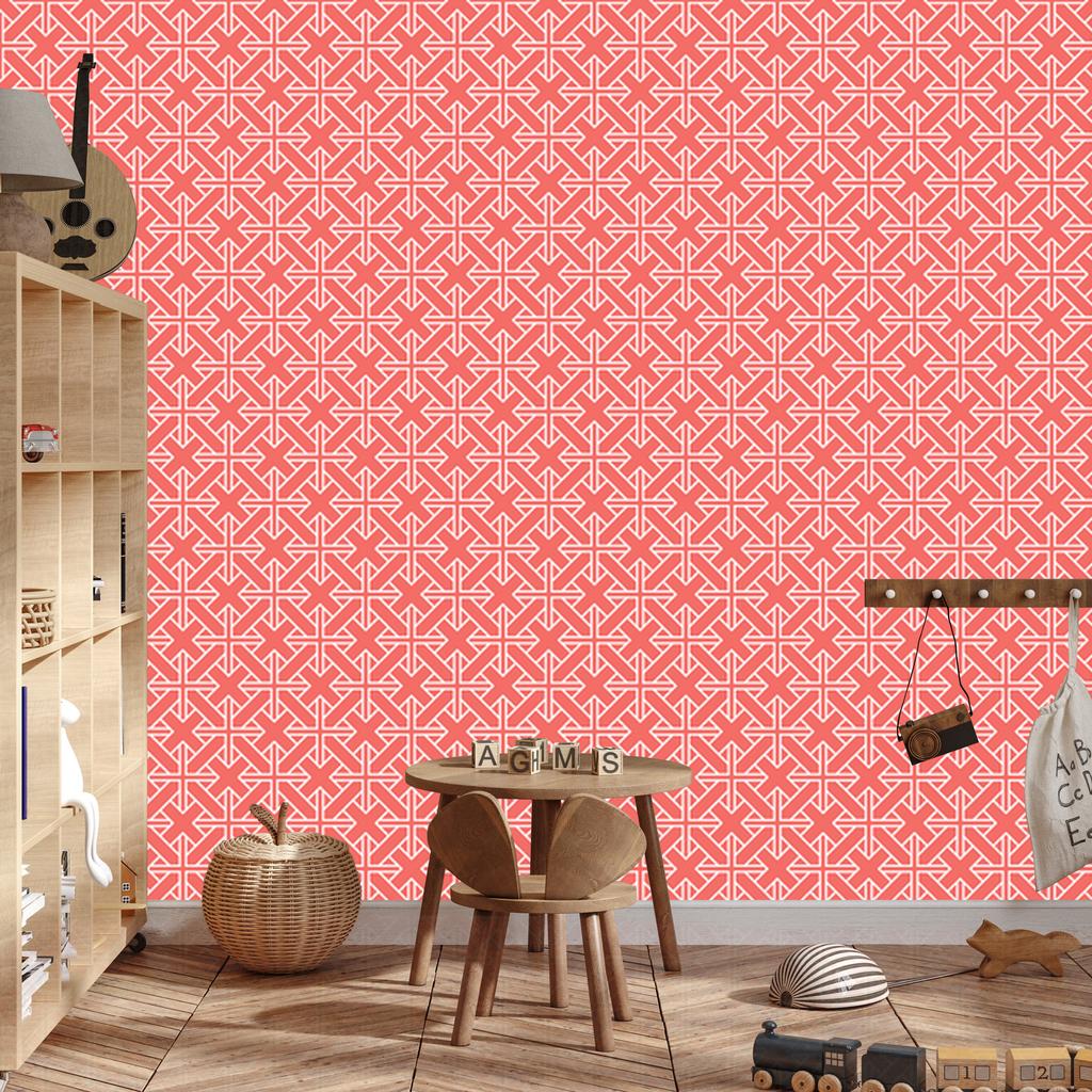 Wallpaper Geometric Coral Pattern, Coral Background for Living Room and Bedroom 50x1000