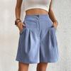 Pocket Solid Color High Waisted Shorts Pocket Pure Color High Waist Button Shorts