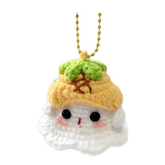 Halloween Crochet Ghost Ornament Cute Handmade Knitted Frog/Cat/Spider/Strawberry Ghost Hanging Decoration for Car Rearview Mirror Bag Charm