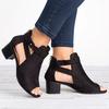 Women Sandals Summer Chunky High Heels Soild Gladiator Open Peep Toe Women Black Shoes Buckle Back Zipper Sandalias De