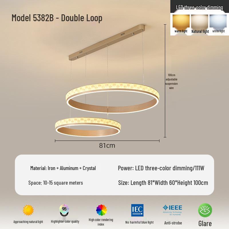 Modern Minimalist Champagne Gold Ring Chandelier for Living Room, Bedroom, Dining Room