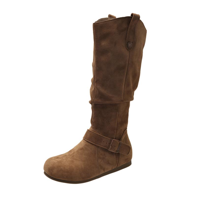 Thick-soled inner height-increasing velvet boots for women's 2025 autumn and winter new models, but two knee-wearing knight boots, thin stacking boots