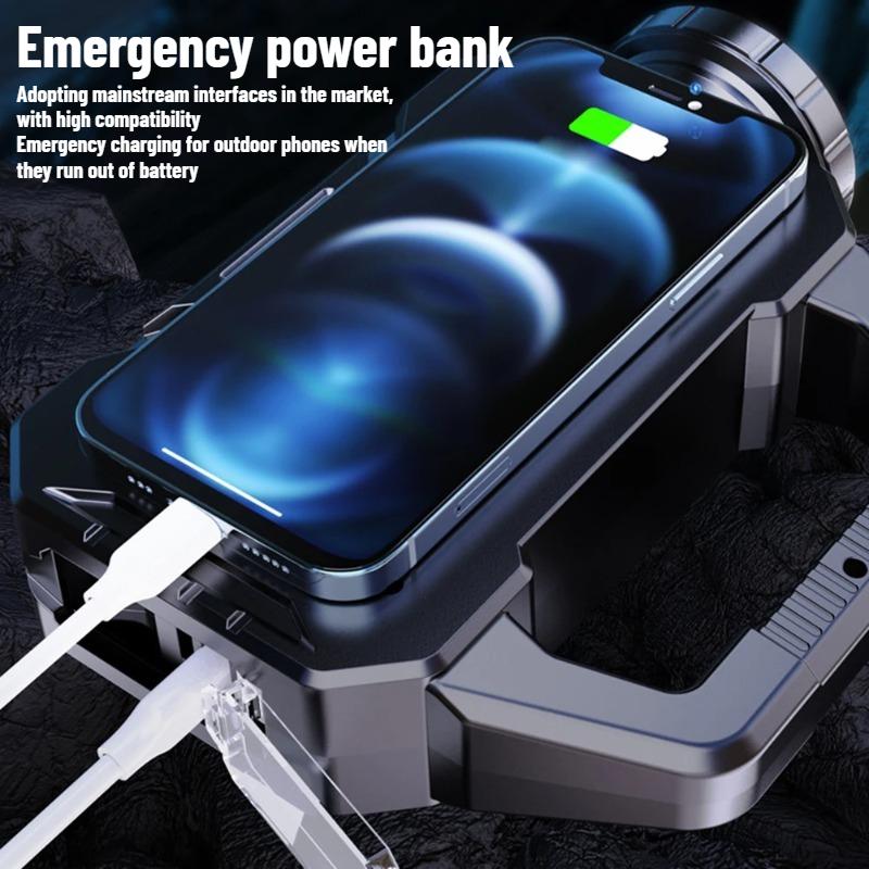 Solar Camping LanternType C Rechargeable Long Range Outdoor Camping Searchlight Waterproof Powerful Handheld Spotlight Torch COB