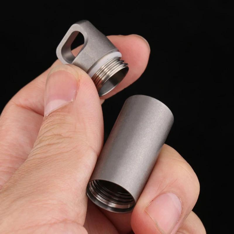 Titanium Alloy Waterproof Seal Bottle - Durable Gray Canister for Outdoor Camping & EDC Use