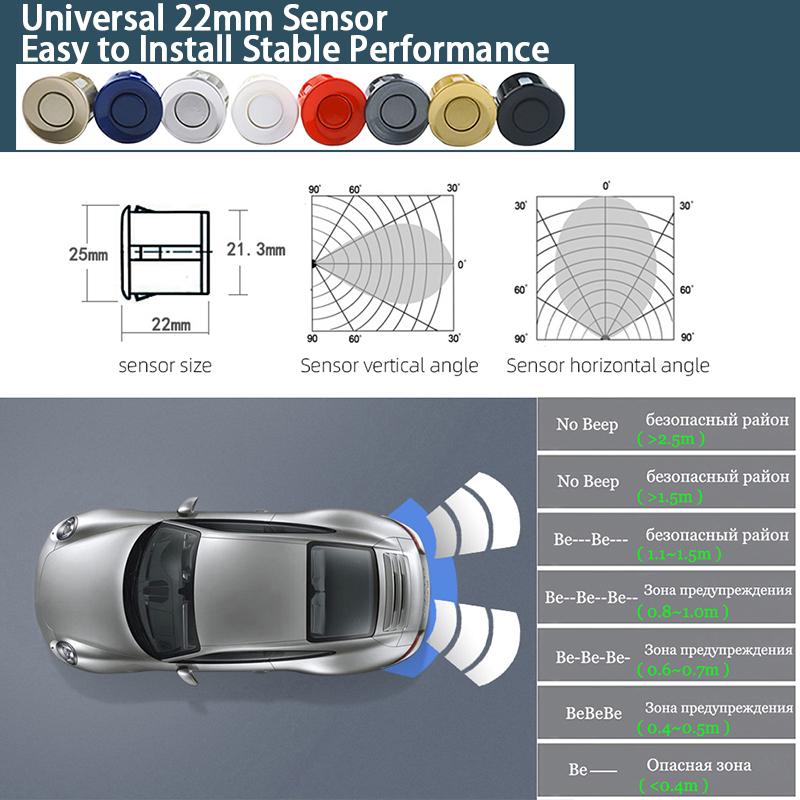 Sinovcle Parking Sensor For Car With Auto Parktronic Reverse LED Monitor 4 Sensors Radar Detector System Backlight Display