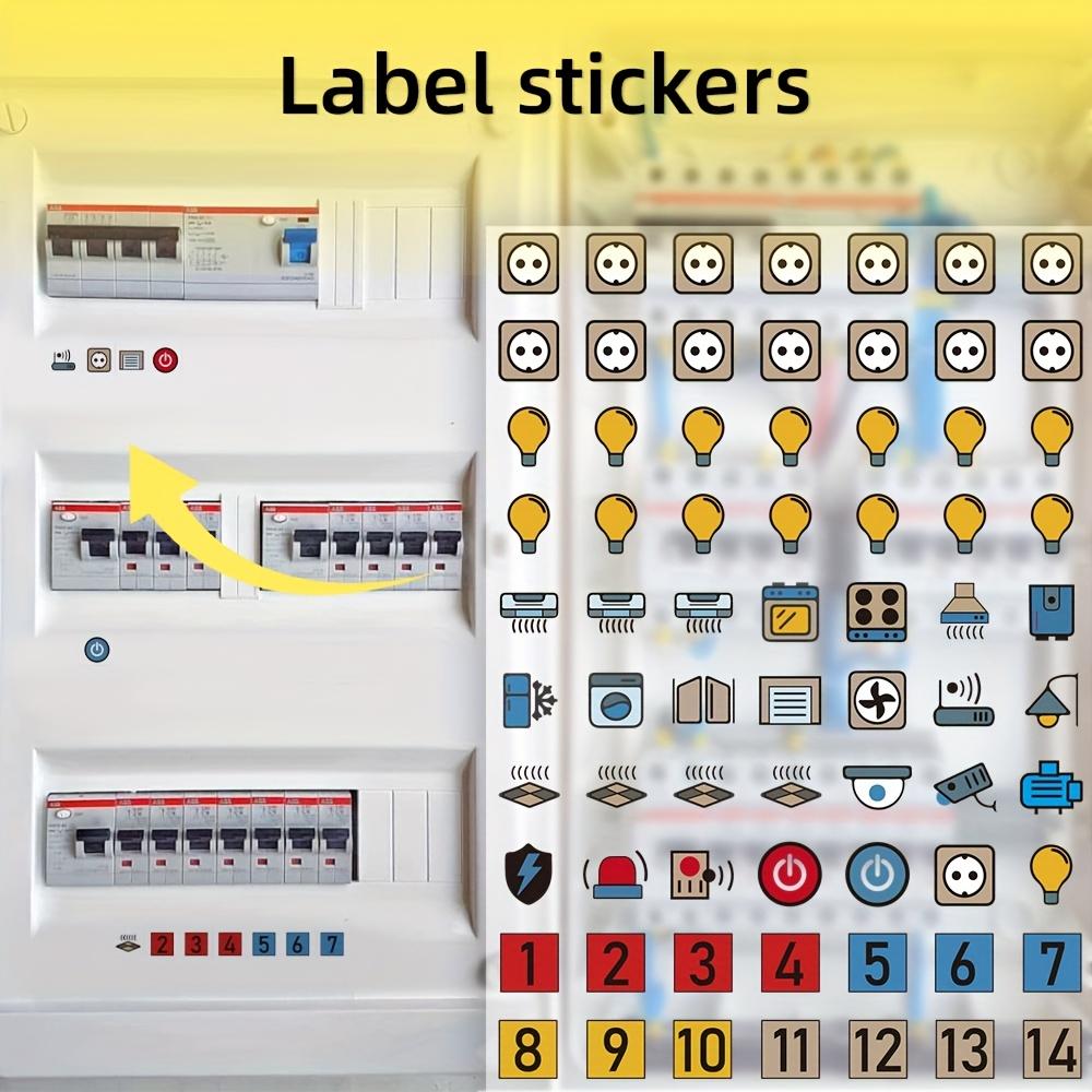 70pcs/Set Electrical Panel Label Stickers | White Power Distribution Box Electrical Screen Panel Circuit Breaker Reminder Stickers Convenient