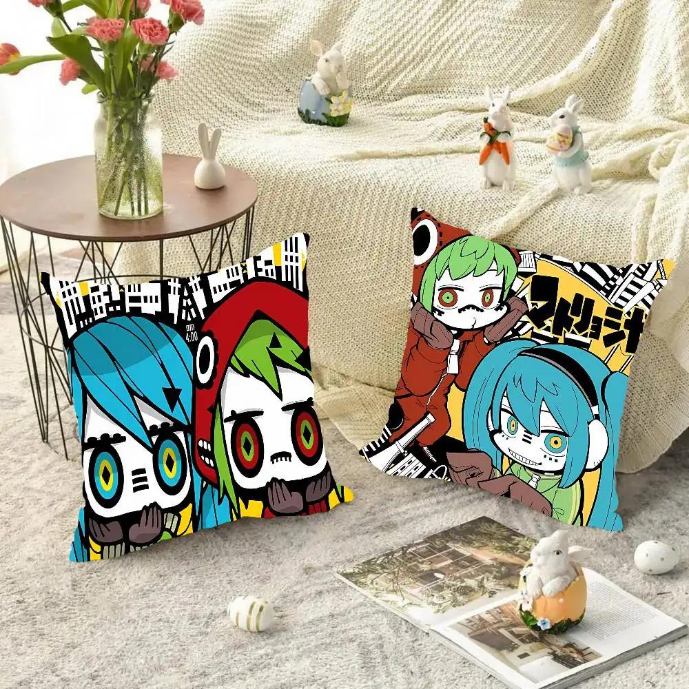 Anime GUMI And Hatsune Miku Matryoshka Pillow Case Square Pillow Bedroom Sofa Leisure Comfort Cushion Car Home Decoration
