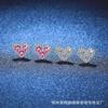 Elegant Gold Plated Heart Stud Earrings Women With Moissanite Cubic Zirconia Sterling Hypoallergenic Jewelry