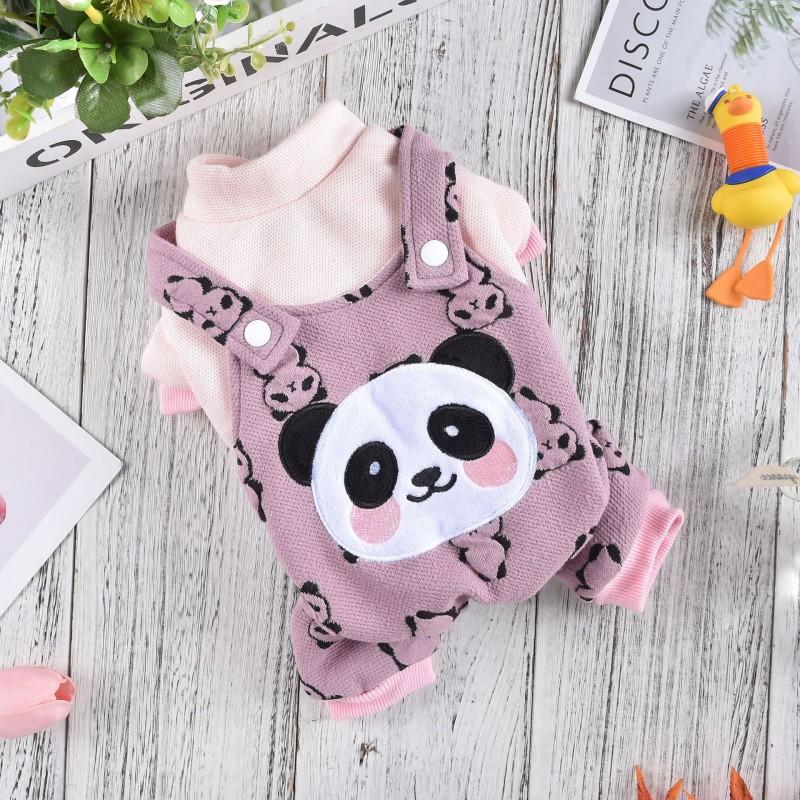 Warm 4-Leg Dog Jumpsuit With Panda Harness Design Small To Medium Breeds Winter Pet Clothing