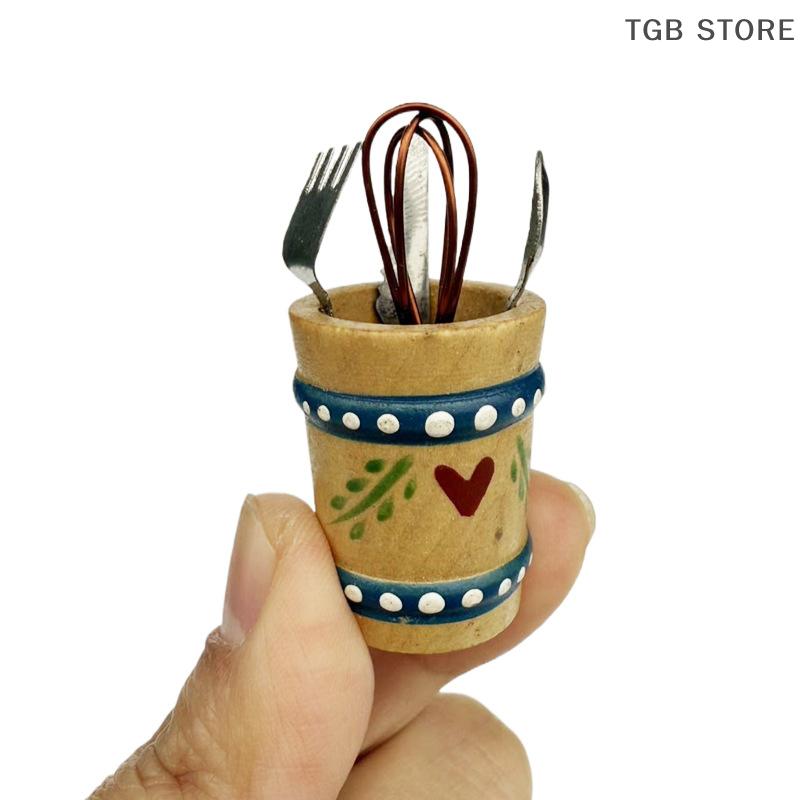 1Set Dollhouse Kitchen Wood Utensils Egg Beater Tool 1:12 Miniature Furniture Model Decor Toy Doll House Accessories