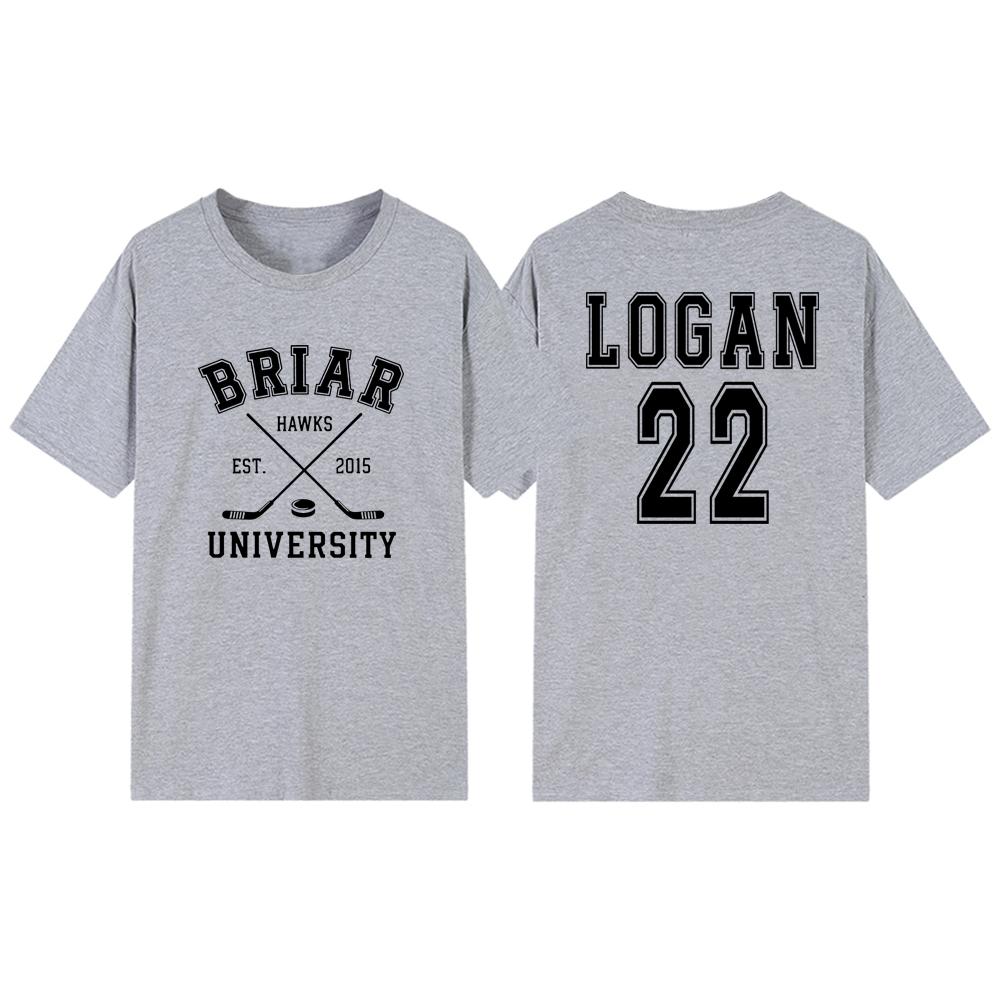 Briar University Logan 22 Hockey Two-Sided T-Shirt Off Campus Series Shirt Hockey Romance Tee Unisex Casual Graphic T Shirts