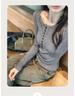 Henley Collar Cable Knit Slimming Base Layer Top for Women - Autumn/Winter Elegant Slim Fit Long Sleeve