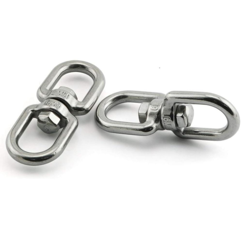 304 Stainless Steel Swivel Hook – 360° Double-Ring Connector – M4/M5/M6, 113-300kg – For Boating, Camping, Dog Leashes, Plant Hangers