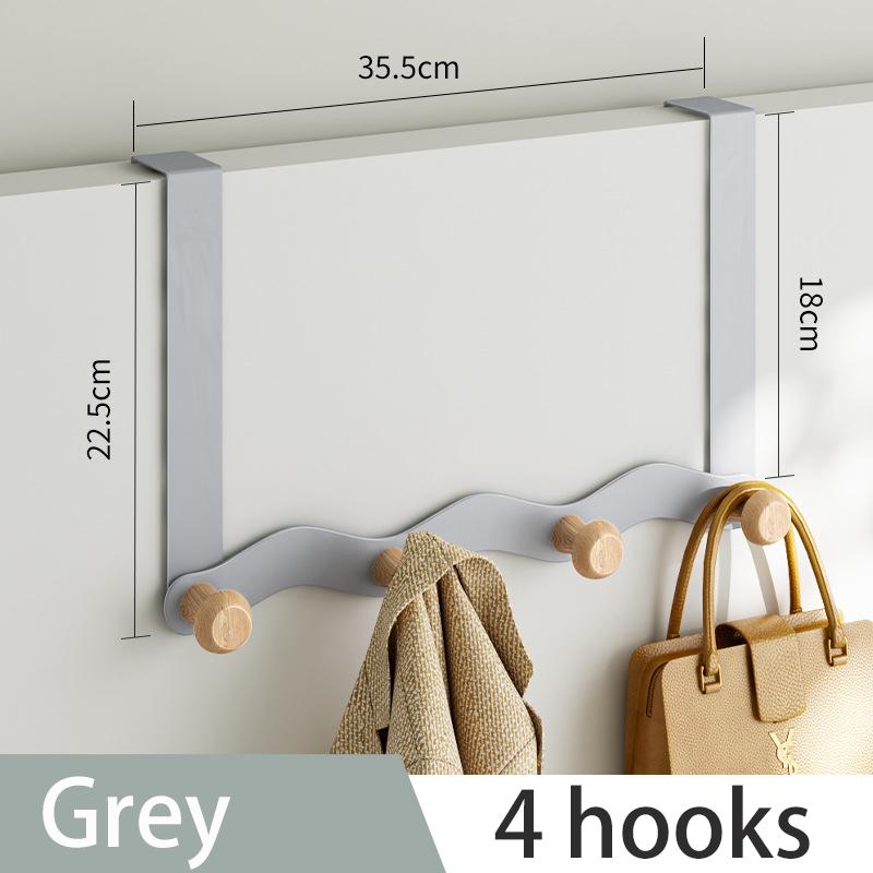 Wave Shape Hook Behind The Door No Punching Required Iron Raw Wood Hanging Clothes Hook Bedroom Wall Storage Clothes Hanger