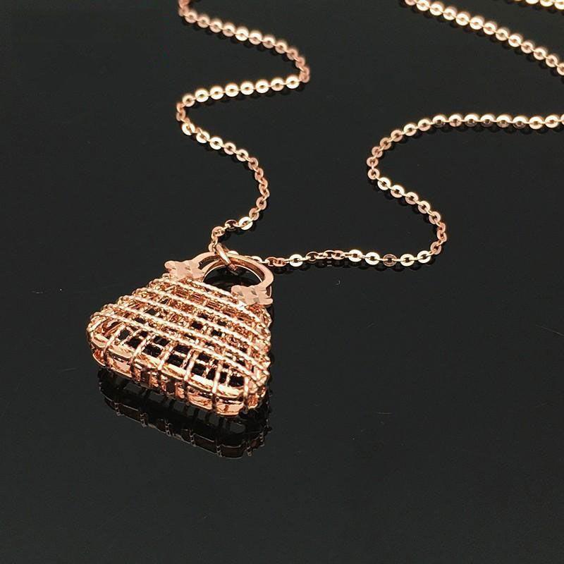 Фиолетовый Позолоченный Розовым Золотом Полый Кошелек Простой И Изысканный Дизайн Цветная Золотая Цепочка на Ключицу Женская