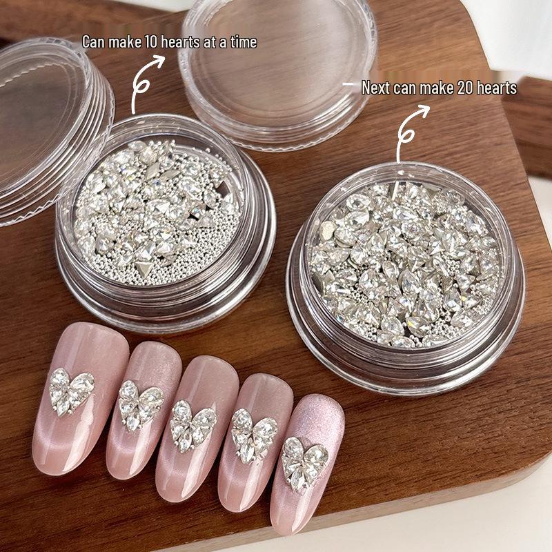 

Sparkling Heart Zircon Nail Art Kit: Marquise & Teardrop Steel Beads