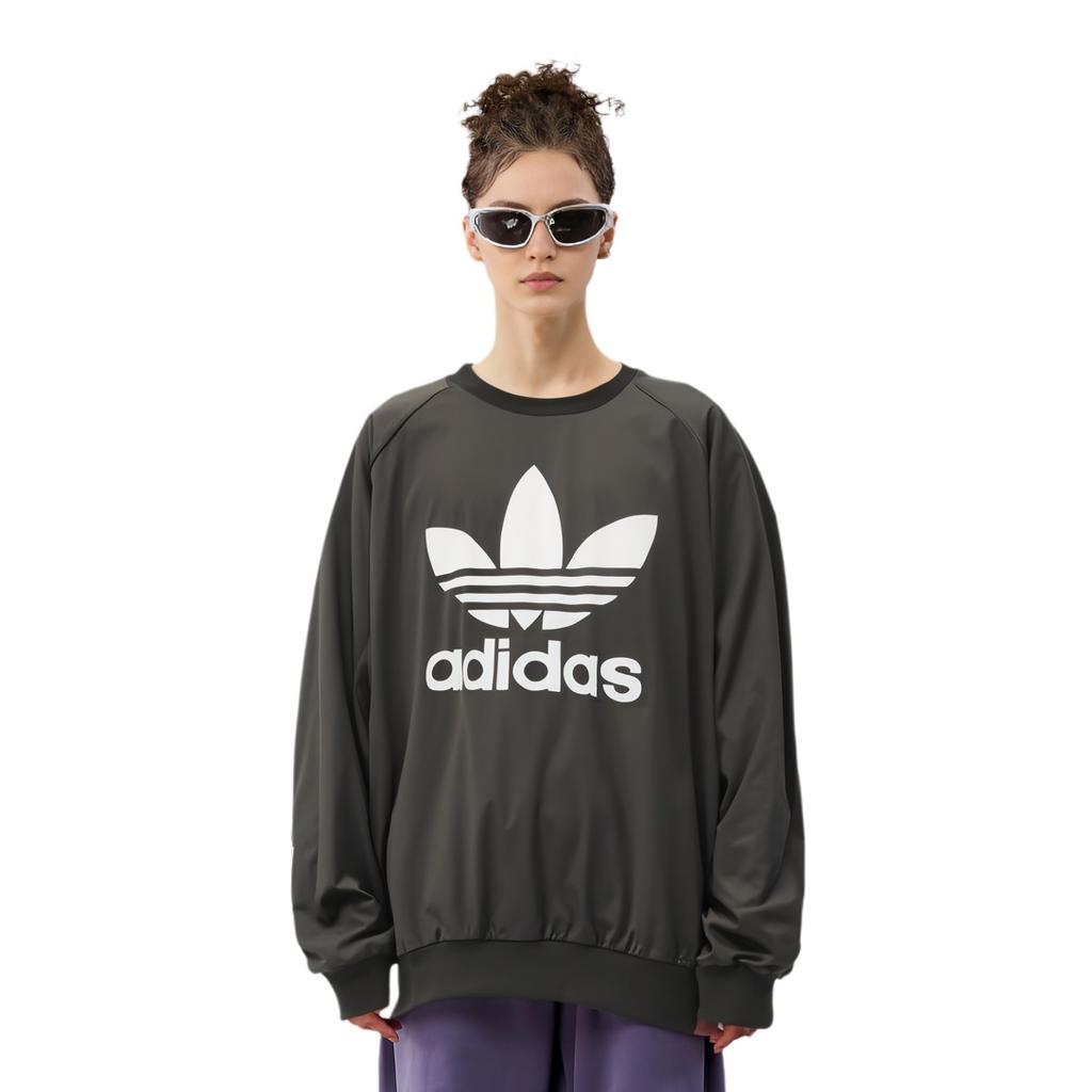 Adidas Originals Casual Sports Crew Neck Pullover Logo Print Long Sleeve Sweatshirt Women Sweatshirt Black AY9463