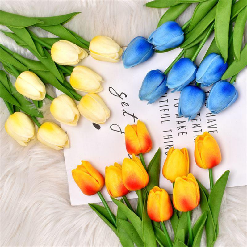Colorful Tulip Artificial Flower Real Touch Flowers Tulip Bouquet Fake Flower For Home Wedding Decoration Home Garden Decor