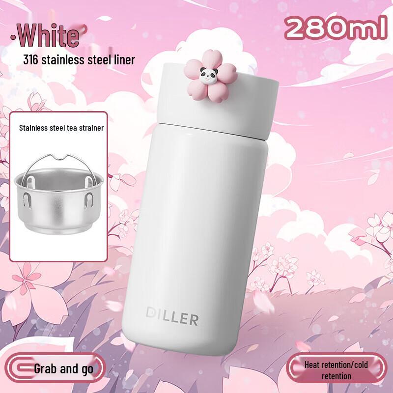 Diller D9310 Cherry Blossom Panda 280ml Mini Insulated Bottle