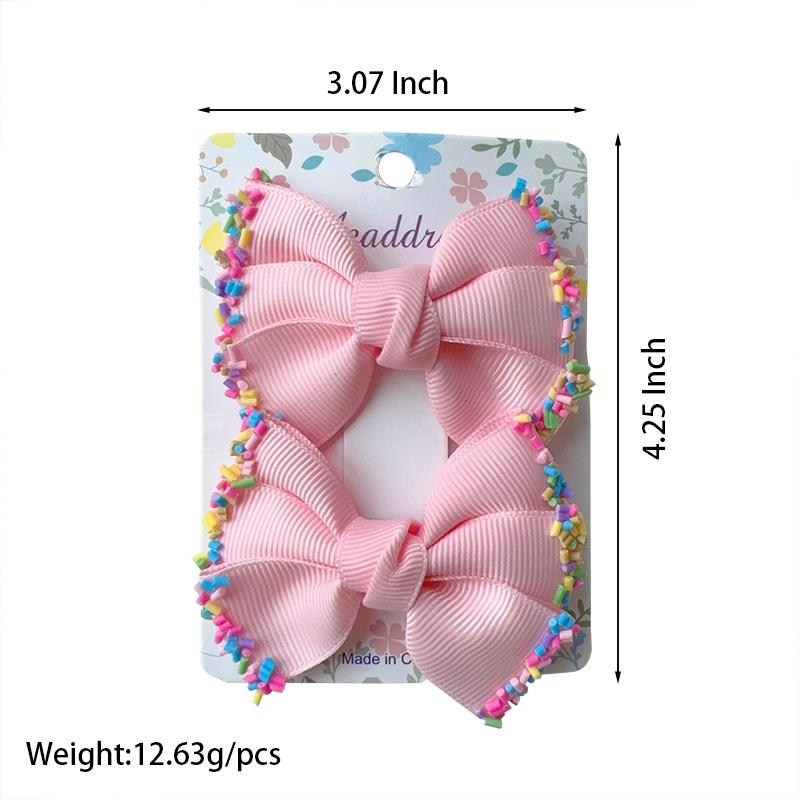 2Pcs/lot Baby Solid Hair Bows Hair Clips Ribbon Bow Hairpin for Girl Cheer Bowknot Barrettes Children Headwear Hair Accessories