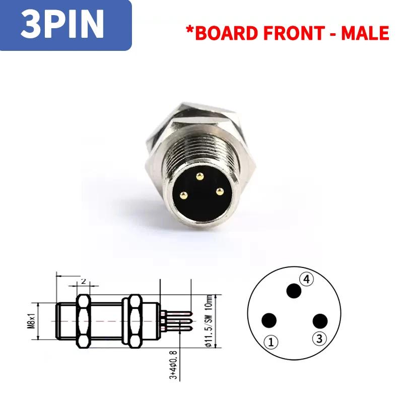 M8 waterproof connector - 3P4P male female M8 waterproof aviation plug socket sensor cable connector