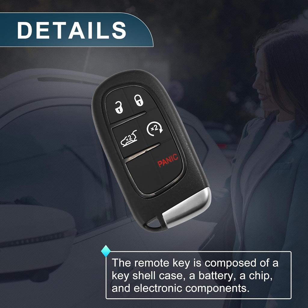 Schlüsselloser Einstiegs-Fernbedienungsschlüssel für Jeep Cherokee 2014-2020 433MHz GQ4-54T 5 Tasten Wiederverwendbar | Ersatz-Autoschlüsselanhänger 1 Stück