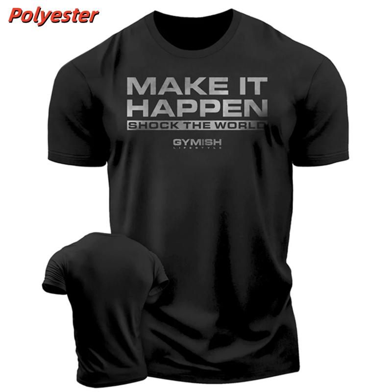 3D Printed Double Weightlifting T-shirt Men's Sports Fitness Pattern T-shirt