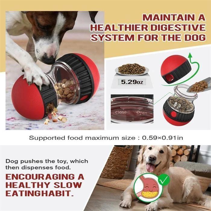 Jouet pour chien, balle roulante interactive avec piste elliptique et distributeur de friandises, rouge, UISAVE