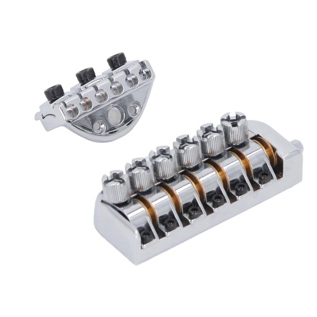 Headless Bridge Silver Color Alloy Steel 6 String Guitar Bridge Replacement for Practice