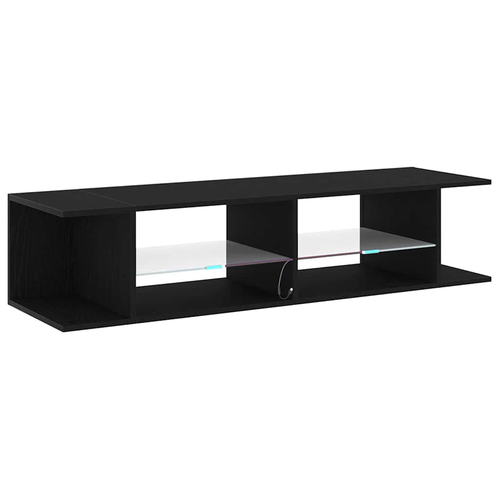 TV Cabinet in Black Oak Look 135 x 39 x 30 cm Engineered Wood