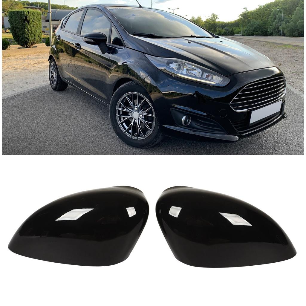 2Pcs Car Door Side Mirror Caps Gloss Black Rear View Side Mirror Housing For Ford Fiesta MK7 Rear View Side Mirror Housing