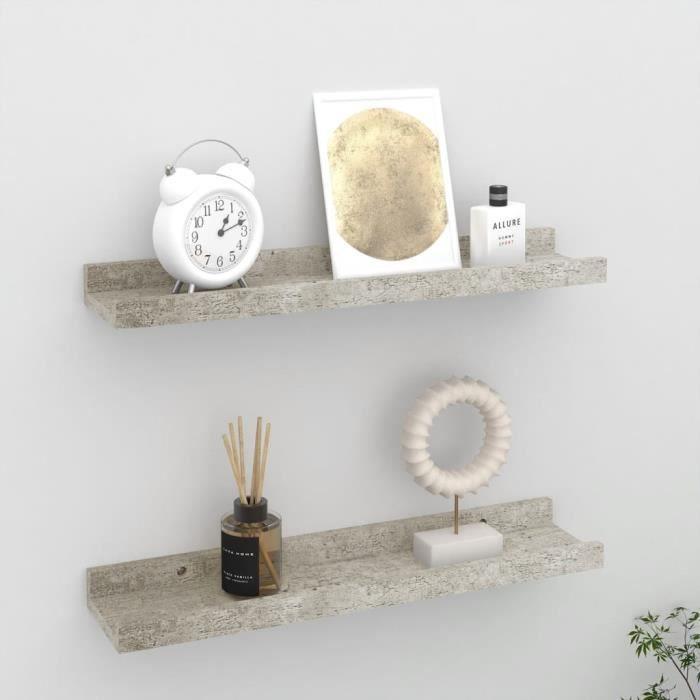 VidaXL Étagères murales 2 pcs Gris béton 40x9x3 cm