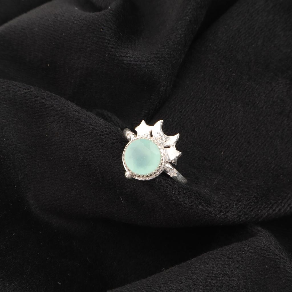 Aqua Chalcedony Gemstone 925 Sterling Silver Jewelry Handmade Ring Gift For Mom RR-67-19