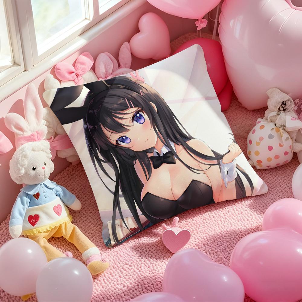 Mai S-Sakurajima Anime Cushion Cover Pattern Printed Pillowcase for Living Room Sofa Cushion Cover & Bedroom Decor