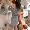 Autumn Dress Knitting Women Dresses V-Neck Sexy Knitted Dress Long Sleeve Bodycon Sheath Pack Hip Dress