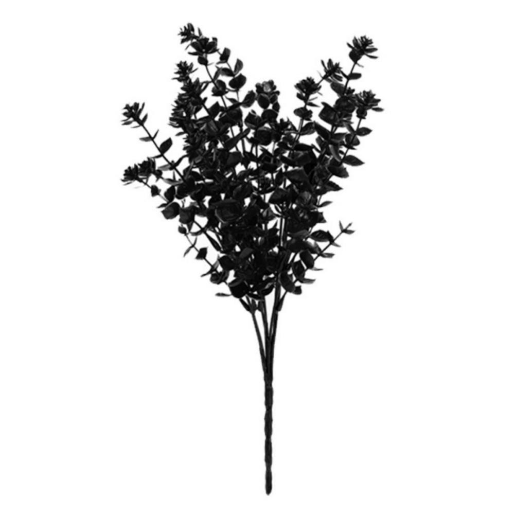 

Искусственные листья эвкалипта черные Хэллоуин Рождество имитация цветов и растений фестиваль украшения 1pcs 35cm