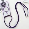 Crossboby Lanyard Plating Clear Phone Case For iPhone 16E 16 15 14 13 12 Pro Max For Magsafe Magnetic Necklace Cord Rope Cover