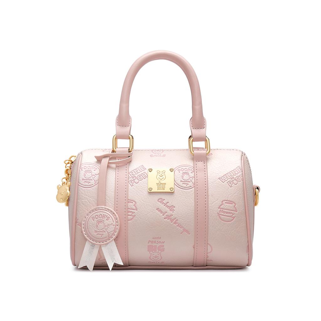 New Disney Winnie The Pooh Series Synthetic Leather Boston Bag Crossbody Bag One Shoulder Handbag Women's Pink/Ecru DHF51726-C1