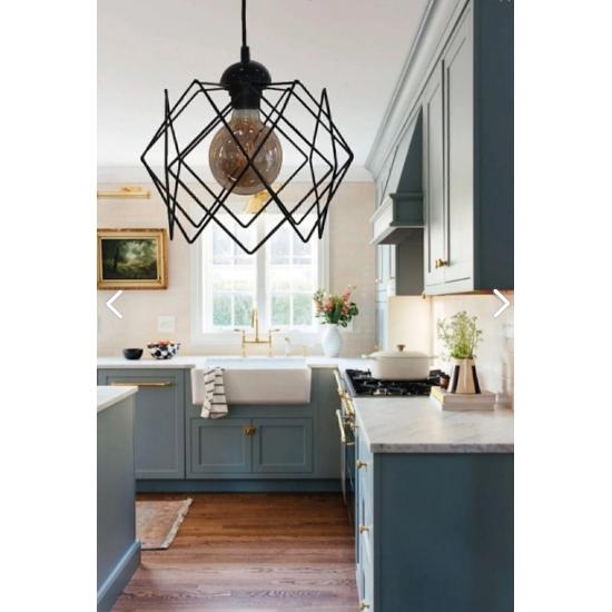 Czarny wielokwadratowy pojedynczy wiszący żyrandol (BEZ SZKŁA)