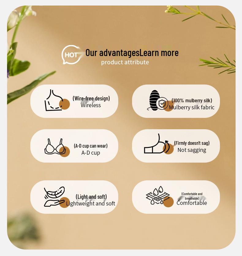 Pletená podprsenka z morušového hedvábí se zapínáním na zádech - Pohodlné, prodyšné sportovní spodní prádlo