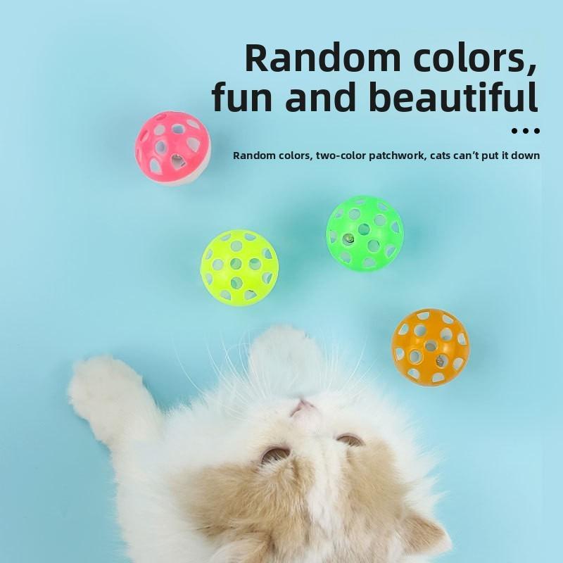 Bell Ball Toys for Puppy & Cat – Pounce Chase Rattle Balls with Bell, Interactive Pet Chew Toy for Indoor Play & Exercise