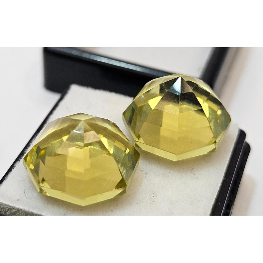 Yellow Sapphire Earring Making Natural 21-22 Ct Hexagon Cut Pair Gemstone