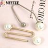 Meetee 2/5Pcs Pearl U-shaped Metal Hook Detachable Irregular Spiral Button Dress Shirt Collar Screw Clasp Hardware Accessories