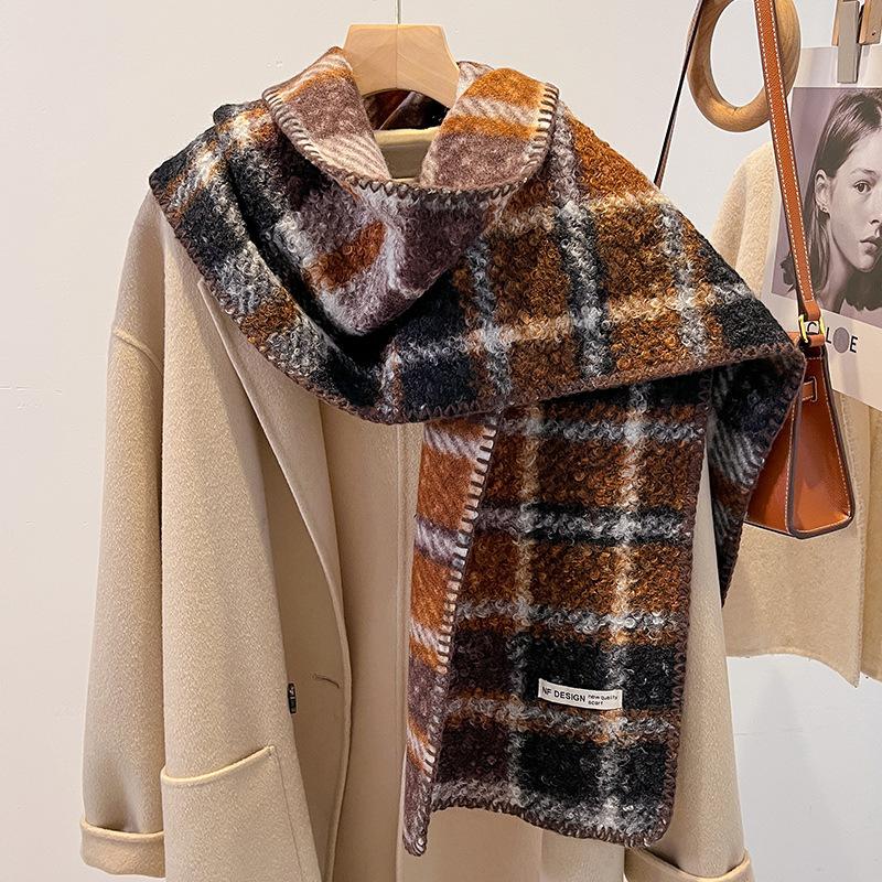 Wind retro leopard print imitation cashmere scarf women's autumn and winter new Spice Girl shawl thickened warm scarf