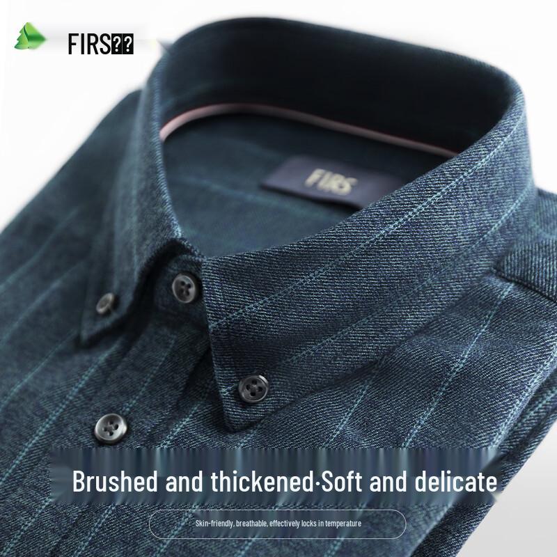 FIRS Men s Brushed Pure Cotton Striped Long-Sleeve Shirt 40