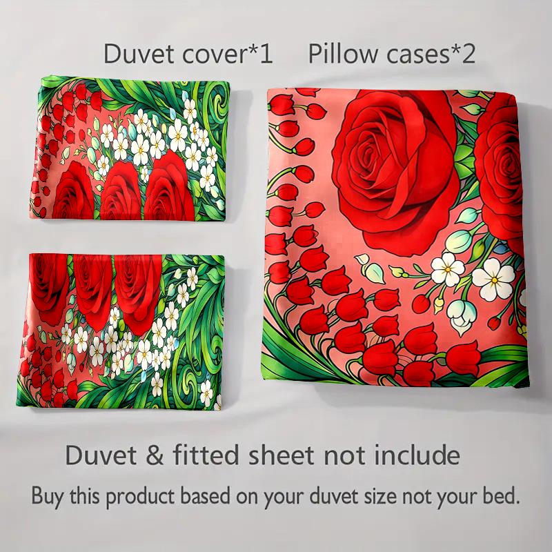 Floral, Vibrant, Decorative. Bedding Duvet Cover Sets Duvet Covers Pillowcases Gifts (1 * Duvet Cover 2 * Pillowcases, Without Duvet Insert)